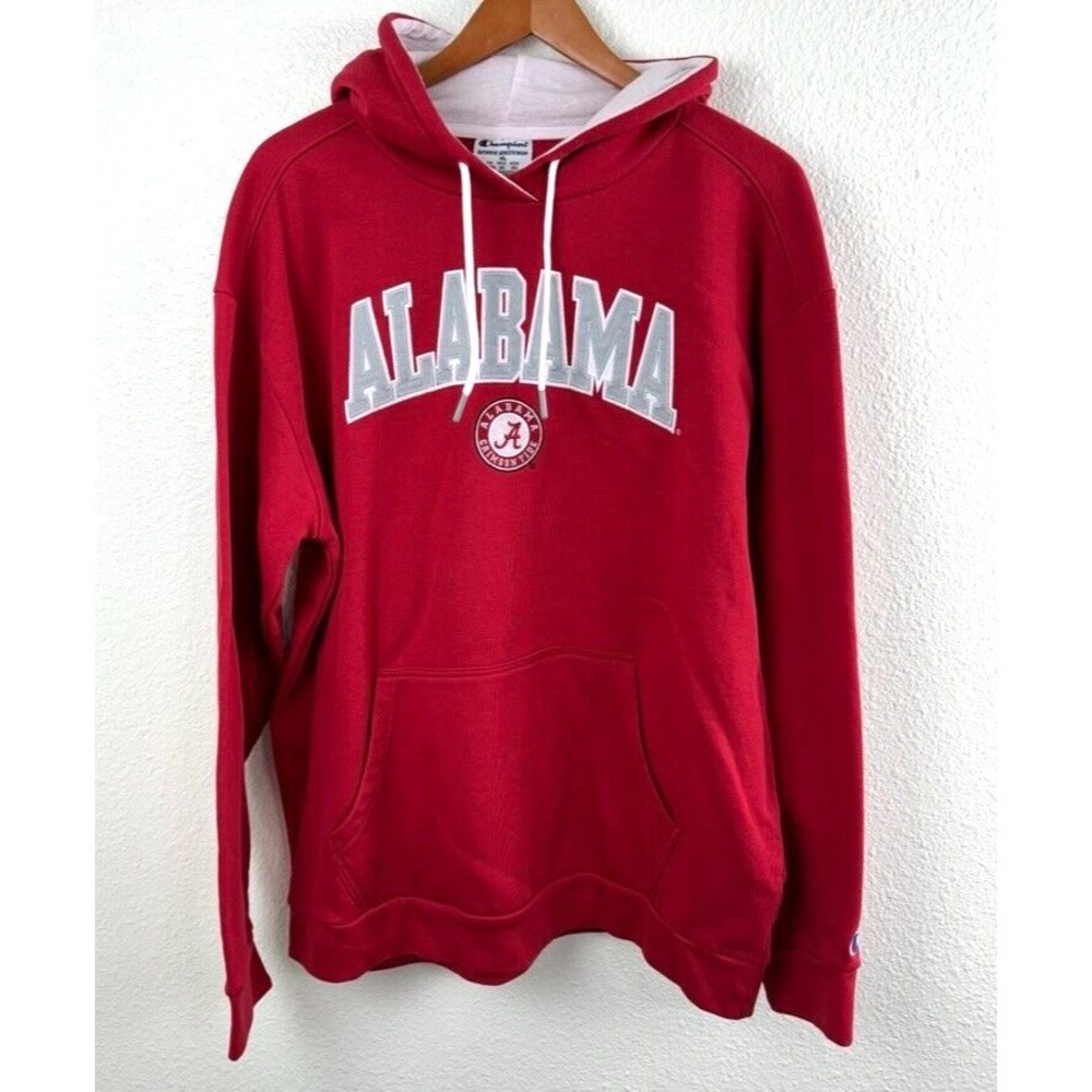 Alabama Crimson Tide Sweatshirt Mens Red‎ Embroidered Hoodie  NCAA Champion XL